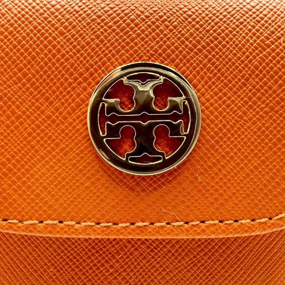 NWOT, Tory Burch Sunglass Case w/Gold Logo, Orange Luxury, Never Used - Picture 2 of 7